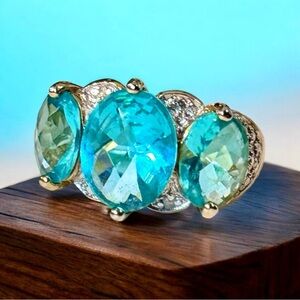 Ross Simons Blue Apatite 18kt Gold/Sterling Ring (7)